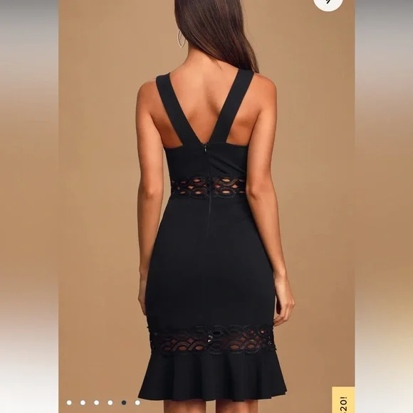 🖤NWT Lulus In The Name of Love Black Crochet Lace Trumpet MIDI Dress 🖤 - Picture 4 of 6